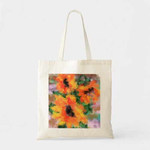 Three Sunflowers _ Abstract Original Art Painting Tote Bag