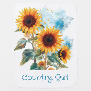 Three Sunflowers Baby Blanket