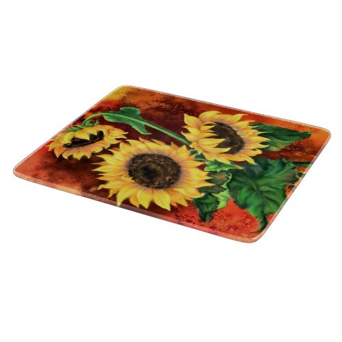 Three Sunflowers Cutting Board _ Painting