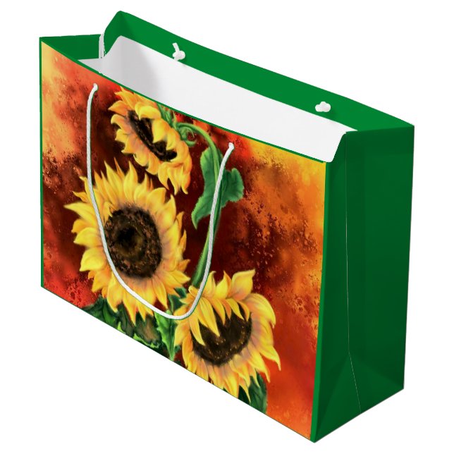 Three Sunflowers Gift Bag (Front Angled)