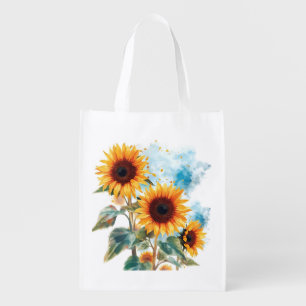 Three Sunflowers Grocery Bag