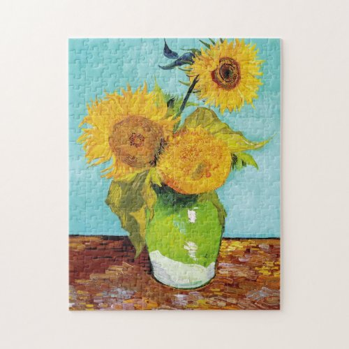 Three Sunflowers in a Vase by Van Gogh Puzzle