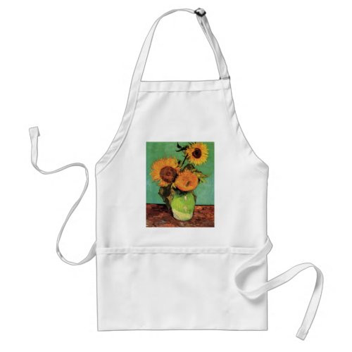 Three Sunflowers in a Vase by Vincent van Gogh Adult Apron