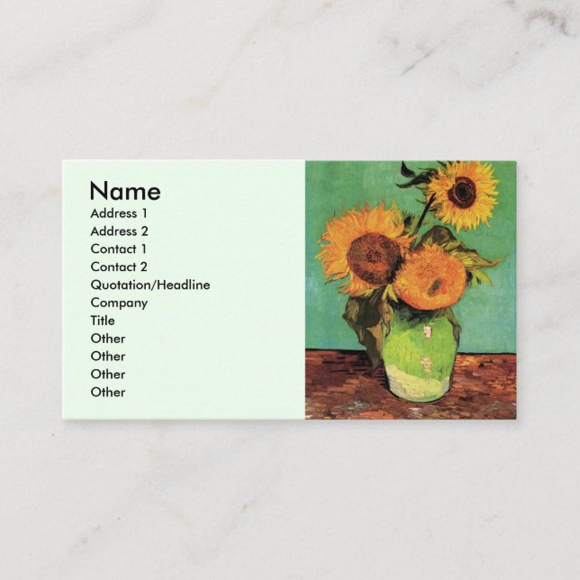 Three Sunflowers in a Vase by Vincent van Gogh Business Card (Front)
