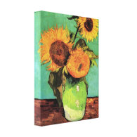 Three Sunflowers in a Vase by Vincent van Gogh Stretched Canvas Print