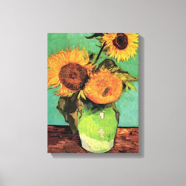 Three Sunflowers in a Vase by Vincent van Gogh Canvas Print (Front)