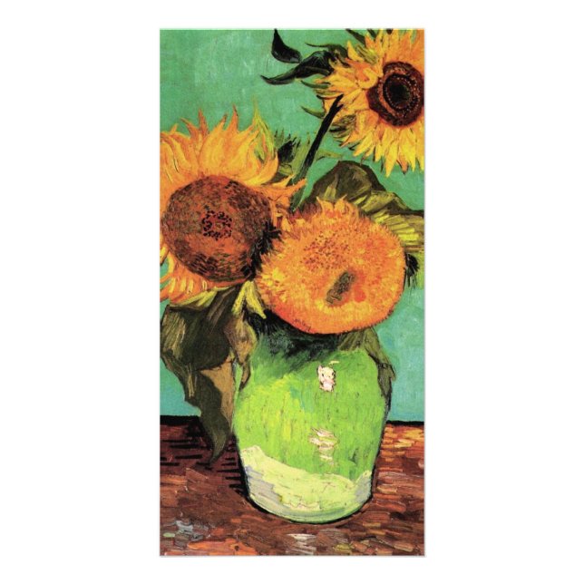 Three Sunflowers in a Vase by Vincent van Gogh Card (Front)