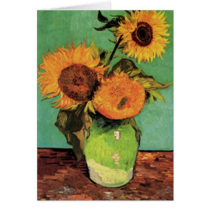 Three Sunflowers in a Vase by Vincent van Gogh Cards