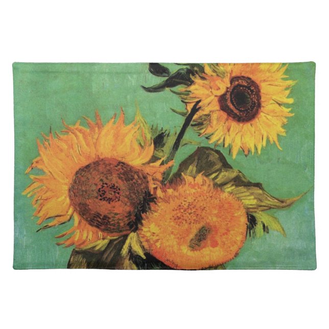 Three Sunflowers in a Vase by Vincent van Gogh Cloth Placemat (Front)