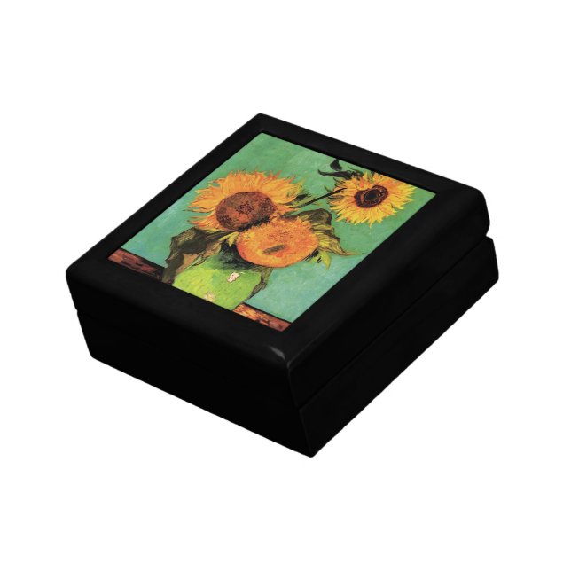 Three Sunflowers in a Vase by Vincent van Gogh Jewelry Box (Side)