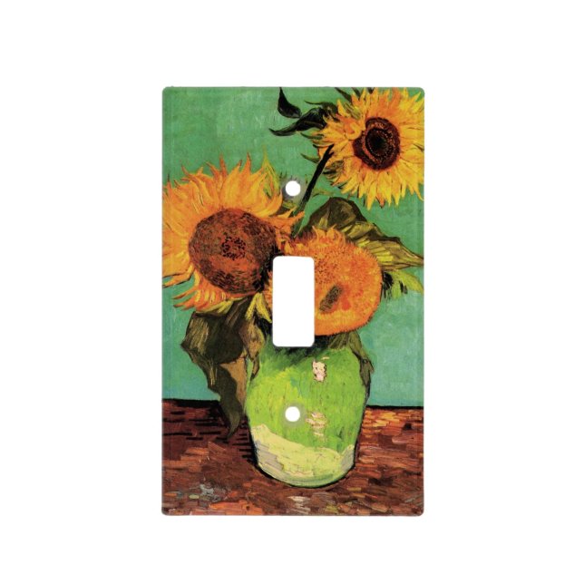Three Sunflowers in a Vase by Vincent van Gogh Light Switch Cover (Front)