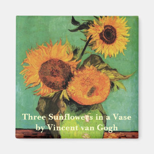 Three Sunflowers in a Vase by Vincent van Gogh Magnet