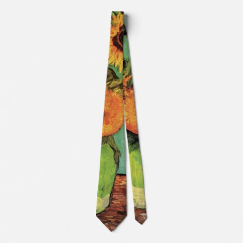 Three Sunflowers in a Vase by Vincent van Gogh Neck Tie