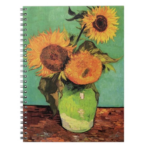 Three Sunflowers in a Vase by Vincent van Gogh Notebook