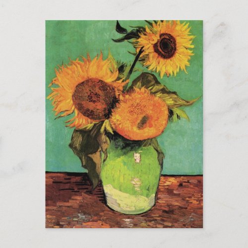 Three Sunflowers in a Vase by Vincent van Gogh Postcard