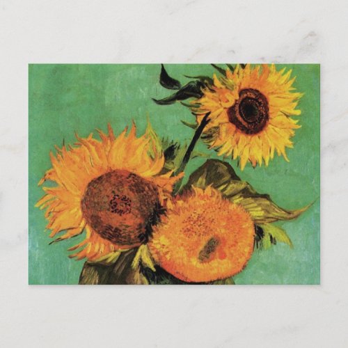 Three Sunflowers in a Vase by Vincent van Gogh Postcard