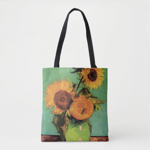 Three Sunflowers in a Vase by Vincent van Gogh Tote Bag