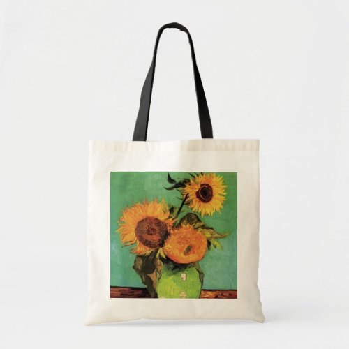 Three Sunflowers in a Vase by Vincent van Gogh Tote Bag