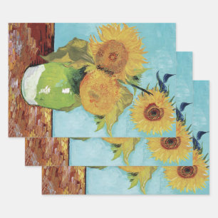 Three Sunflowers in a Vase by Vincent van Gogh Wrapping Paper Sheets