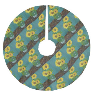 Three Sunflowers in a Vase, van Gogh Brushed Polyester Tree Skirt