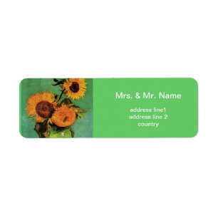 Three sunflowers in a Vase Vincent van Gogh Label