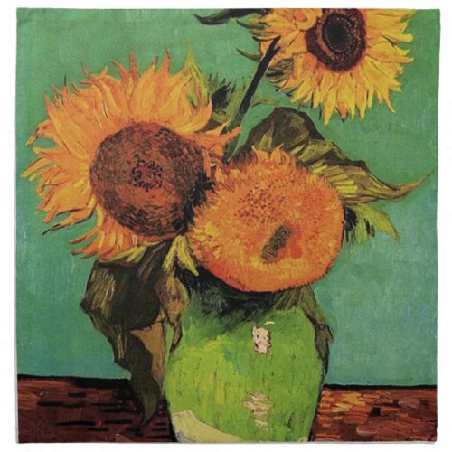 Three sunflowers in a Vase Vincent van Gogh Napkin