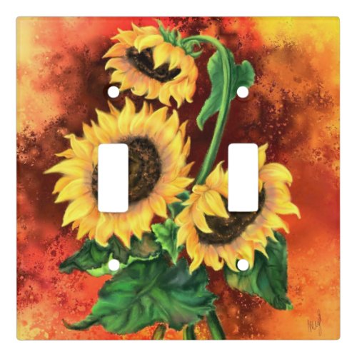 Three Sunflowers Light Switch Cover _ Painting