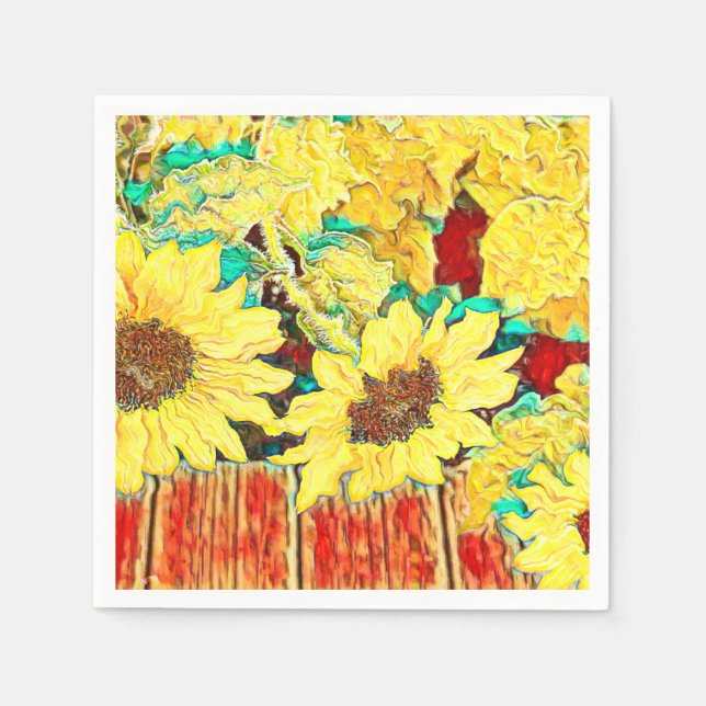 Three Sunflowers Napkins (Front)