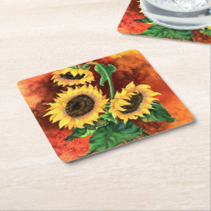Three Sunflowers Paper Coaster