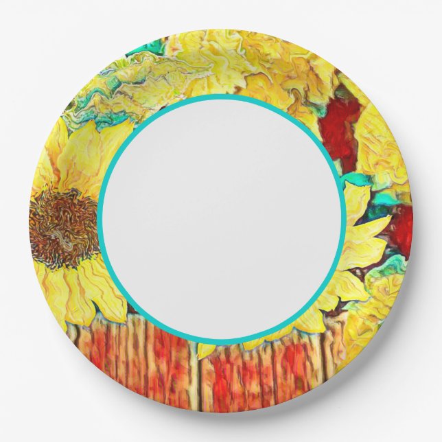 Three Sunflowers Paper Plates (Front)