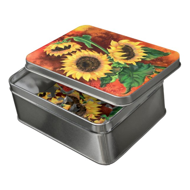 Three Sunflowers Puzzle (Lid Open)