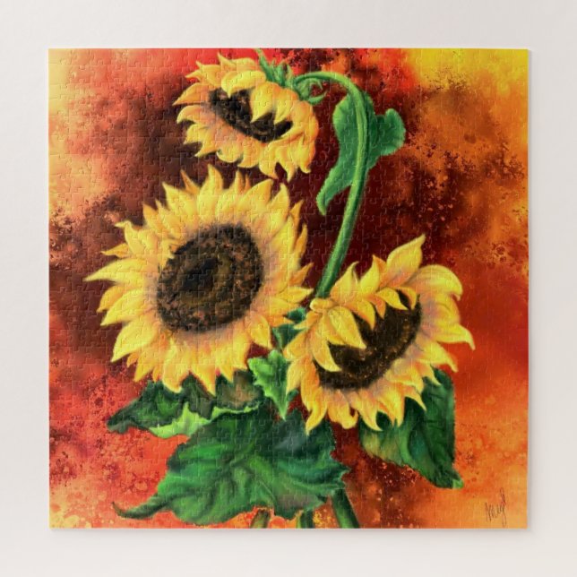 Three Sunflowers Puzzle (Vertical)