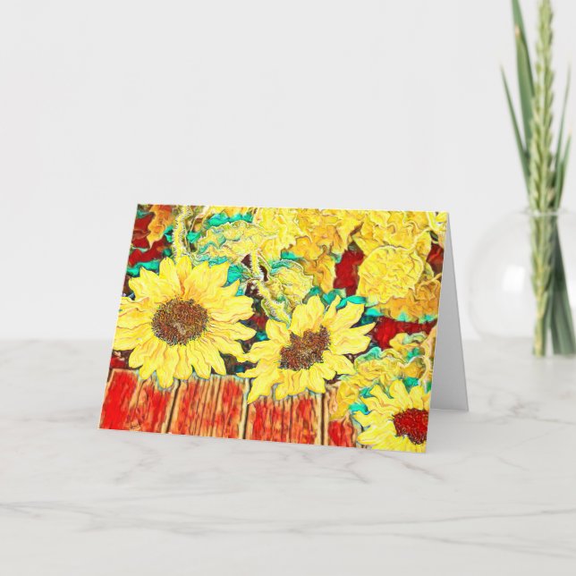 Three Sunflowers Thank You Card (Front)