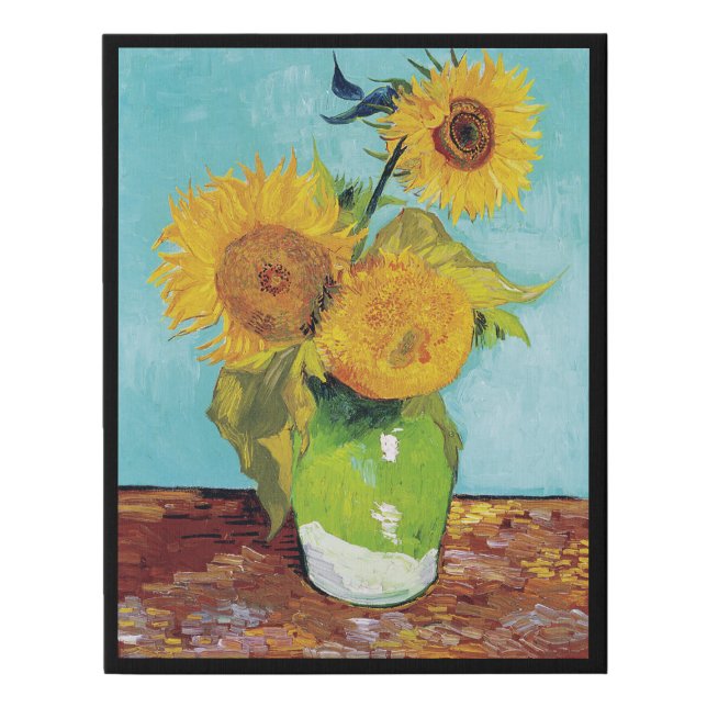 Three Sunflowers, Van Gogh Faux Canvas Print (Front)