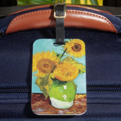 Three Sunflowers  Vincent Van Gogh Luggage Tag