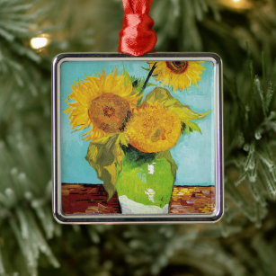 Three Sunflowers   Vincent Van Gogh Metal Ornament