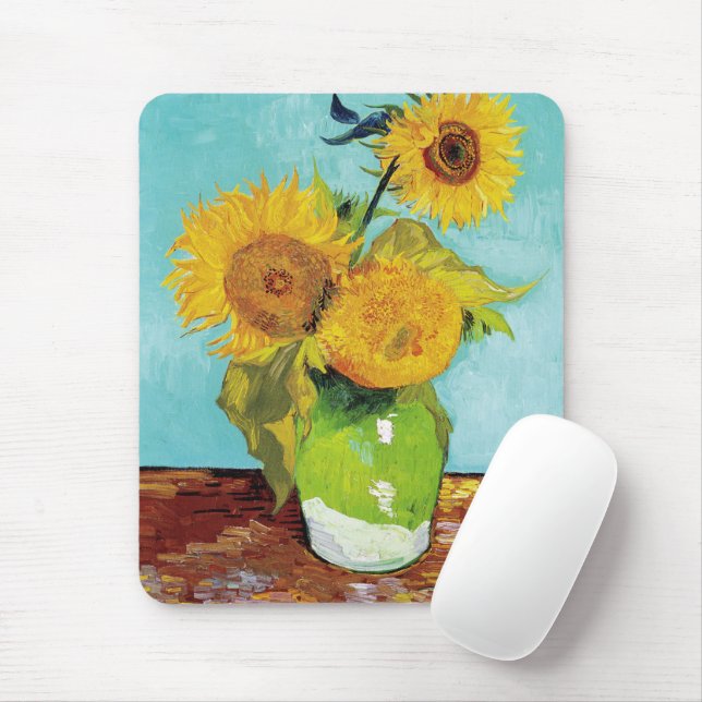 Three Sunflowers | Vincent van Gogh Mouse Pad (With Mouse)