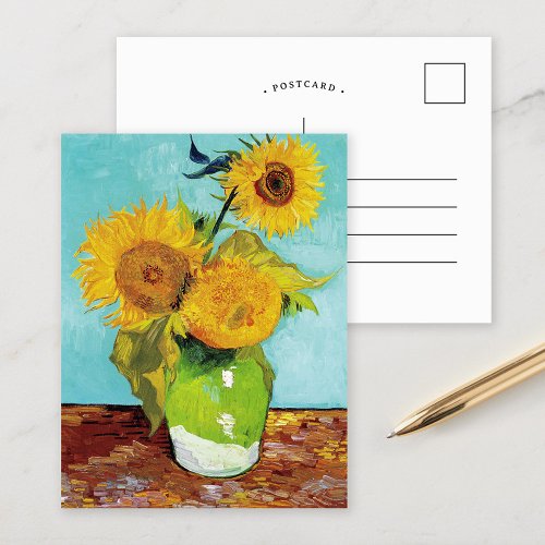 Three Sunflowers  Vincent Van Gogh Postcard