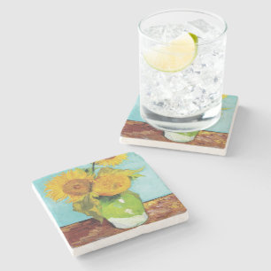Three Sunflowers Vincent van Gogh Stone Coaster