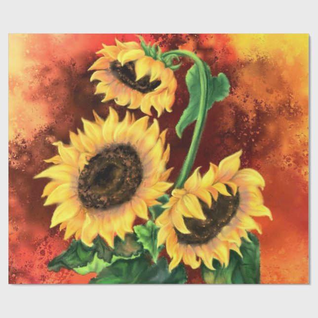 Three Sunflowers Wrapping Paper (Flat)