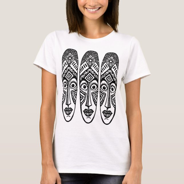 Three Surprised Tiki Masks T-Shirt (Front)