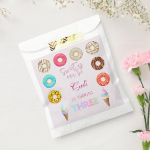 THREE Sweet As Can Be Girl 3rd Birthday  Favor Bag