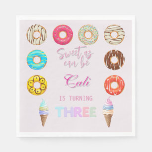 THREE Sweet As Can Be Girl 3rd Birthday  Napkins