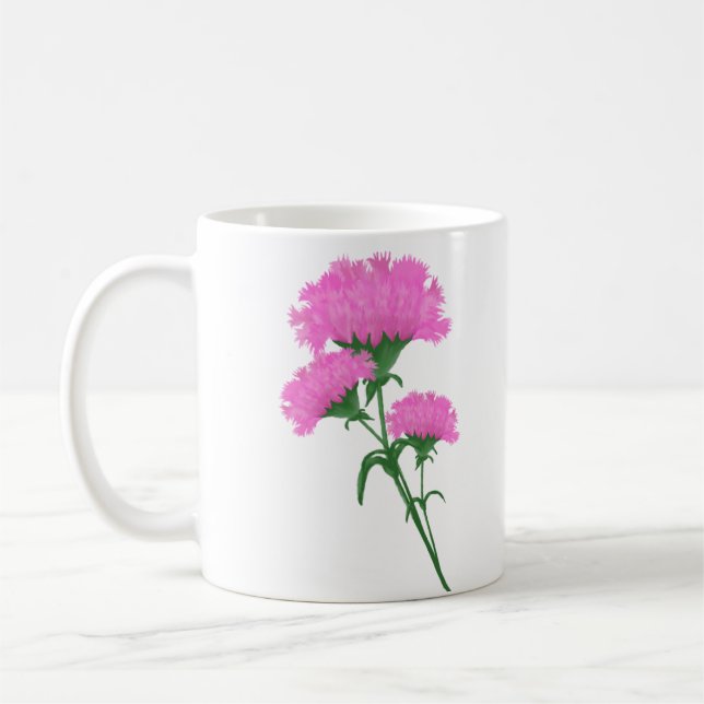 Three Sweet Pink Carnations Coffee Mug (Left)