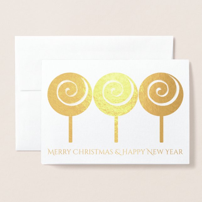 Three Swirled Lollipops Christmas Greeting Card (Front With Envelope)