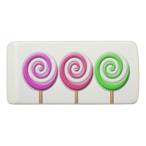 Three Swirled Lolly Pops Eraser