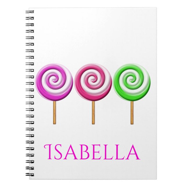 Three Swirled Lolly Pops Spiral Notebook (Front)
