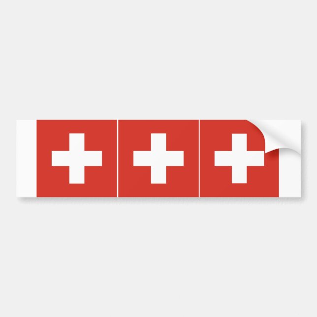 THREE Switzerland Flag Bumper Sticker (Front)