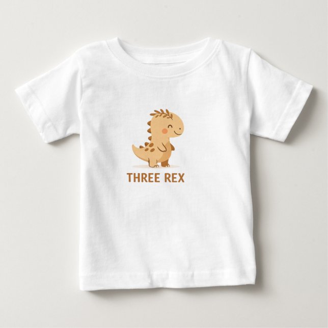 Three T-Rex Coffee Lovers – Cute Dinosaur Café Ill Baby T-Shirt (Front)
