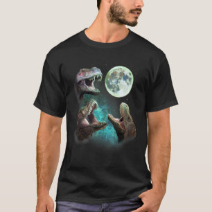 Three T Rex Dinosaurs Howl At Moon 3 Wolves Parody T-Shirt